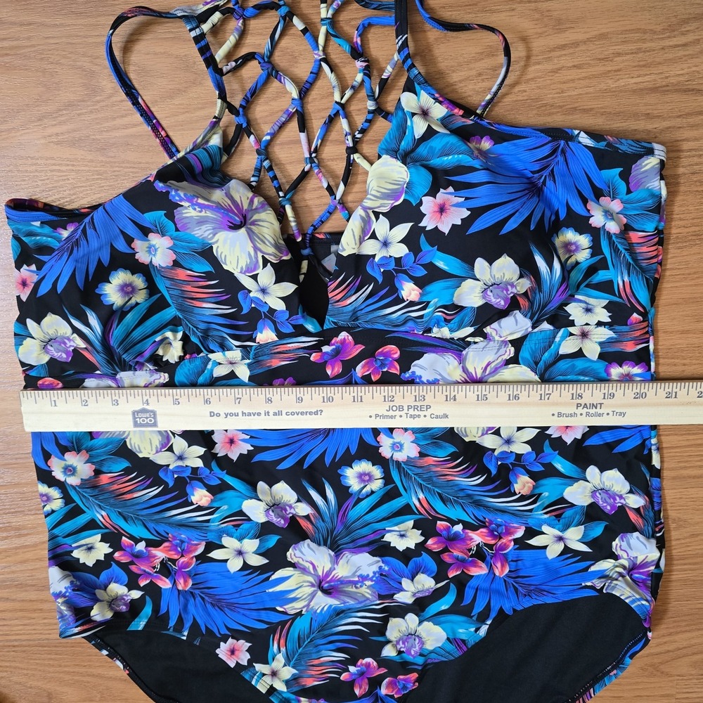 Women's Plus 3XL One Piece Bikini Swimsuit Halter Padded Floral Bathing Tropical - Picture 6 of 7